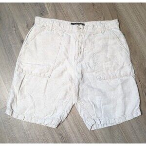 Vintage Old Navy Surplus Co Size 36 Shorts 100% Linen Cream Natural Coastal